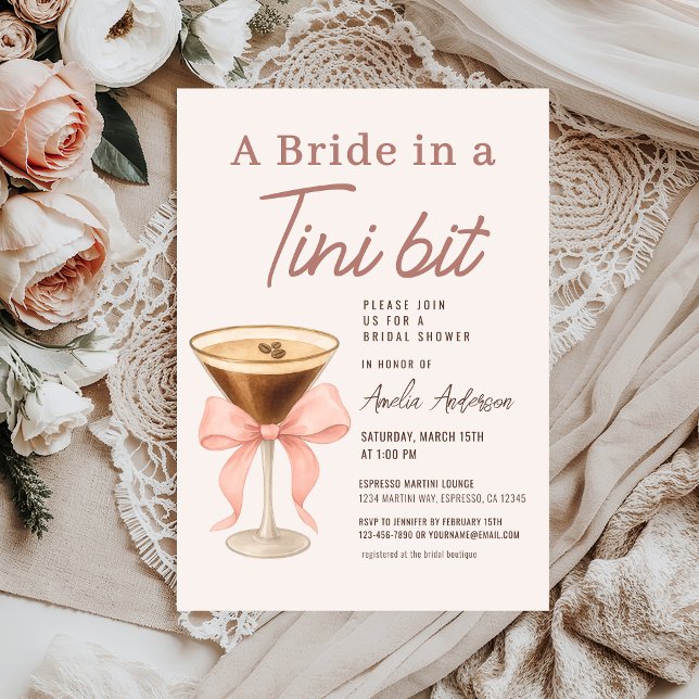 Convite Bride in a Tini Bit Espresso Martini Bridal Shower (Criador carregado)