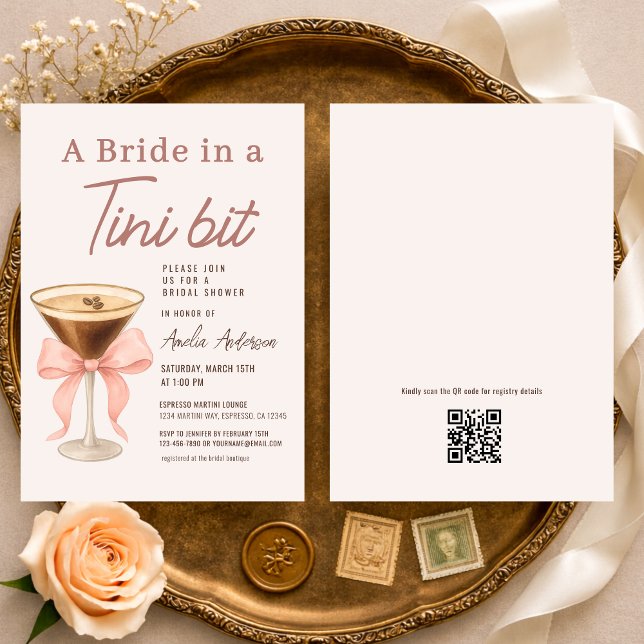 Convite Bride in a Tini Bit QR Code Bridal Shower (Criador carregado)