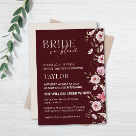 Convite Bride in Bloom Burgundy Floral Bridal Shower
