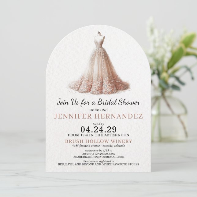 Convite Bride in Bloom Peach Blush Bridal Shower (Em pé/Frente)