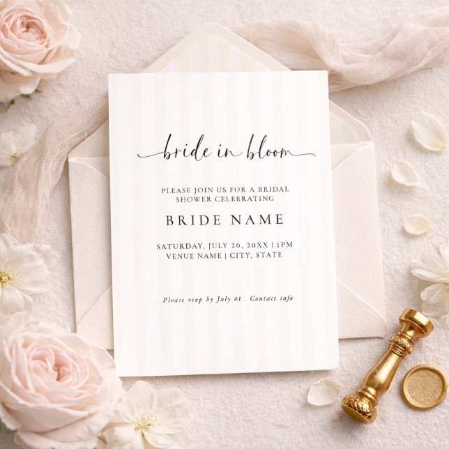 Convite Bride in Bloom Stripe Bridal Shower Invitation (Criador carregado)