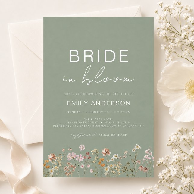 Convite Bride in Bloom Wildflower Bridal Shower (Criador carregado)