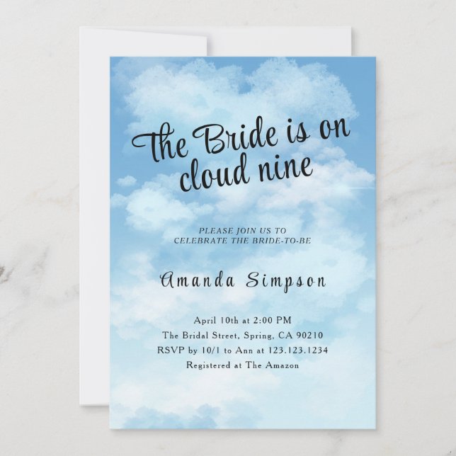 Convite Bride Is On Cloud Nine Bridal Shower (Frente)