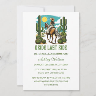 Convite Bride Last Ride Cowgirl Bachelorette Party