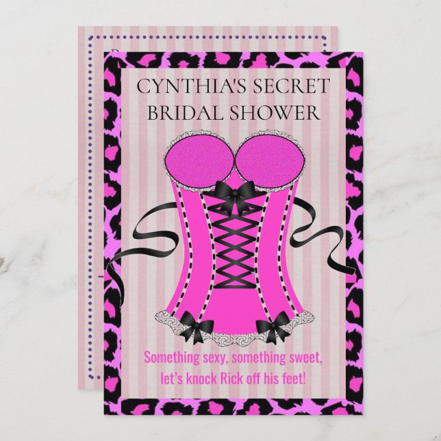 Convite BRIDE Love Pink Lingerie Chá de panela Party (Frente/Verso)