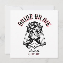 Convite bride or die bachelorette gothic