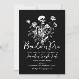 Convite Bride or Die Floral Skeleton Bachelorette Party