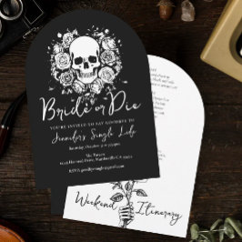Convite Bride or Die Floral Skull Bachelorette Weekend