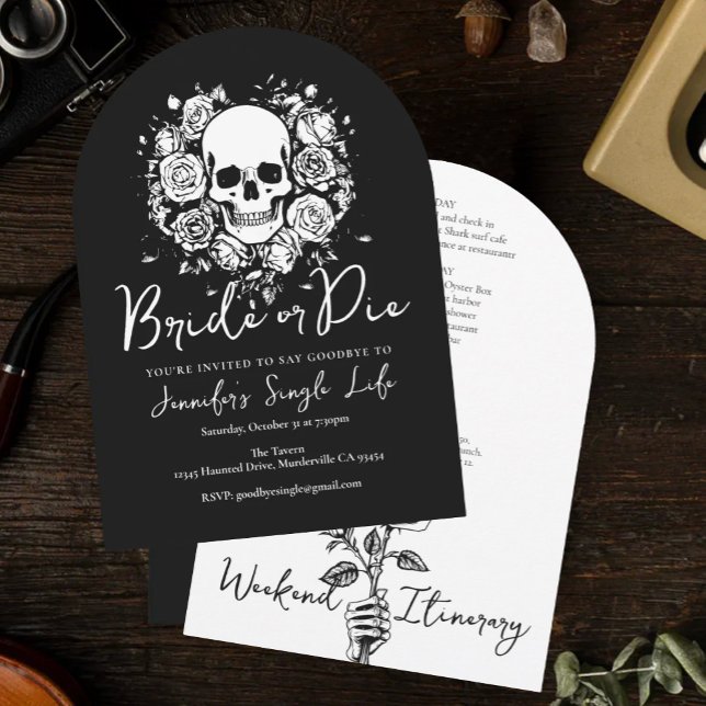 Convite Bride or Die Floral Skull Bachelorette Weekend (Criador carregado)