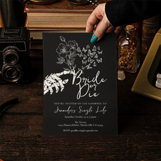 Convite Bride or Die Gothic Floral Bachelorette Party (Criador carregado)