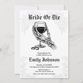 Convite Bride or Die Gothic Skeleton Bachelorette Party
