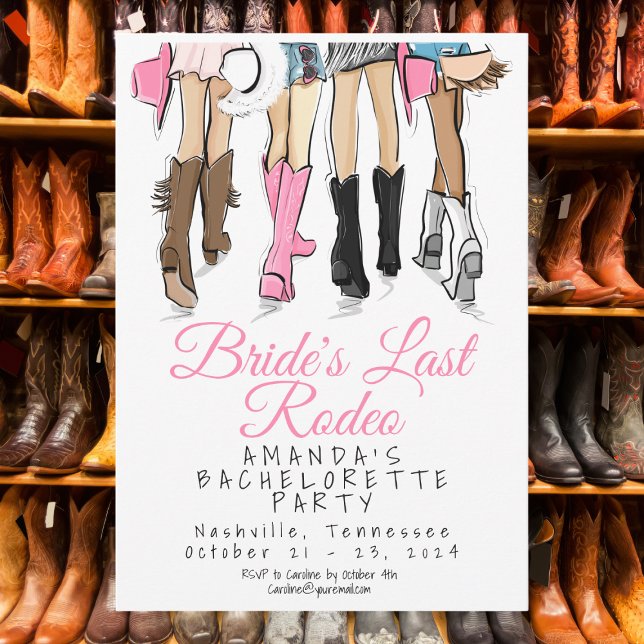Convite Bride’s Last Rodeo Bachelorette Party Cowboy Boots (Criador carregado)