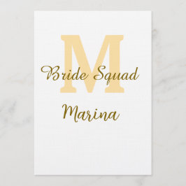 Convite Bride squad monogram golden bridal shower simple 