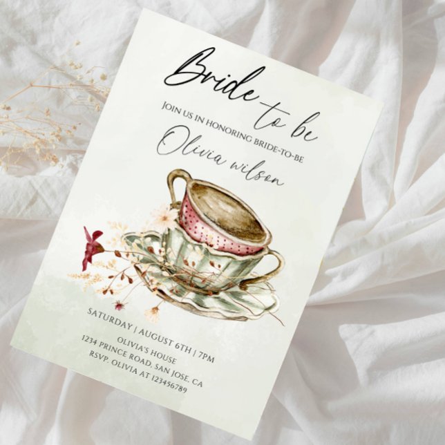 Convite Bride-to-Be Bridal Shower  - Two Cups of Tea Theme (Criador carregado)