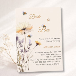 Convite Bride to bee wildflower ivory garden bridal shower
