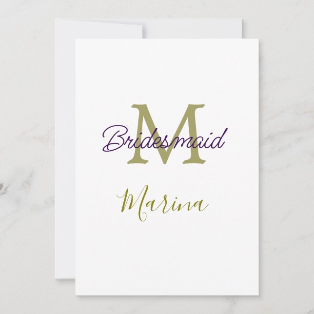 Convite Bride tribe monogram bridal shower simple golden p (Frente)
