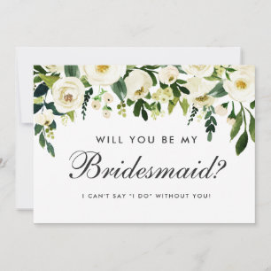 Convite Bridesmaid de Casamento Branco Verde Floral de Wat
