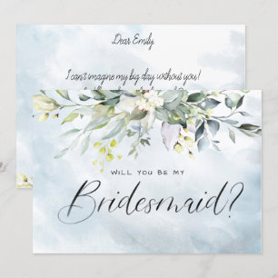 Convite Bridesmaid de Letras de Cores Fluviais Azuis Dusty