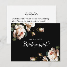 Convite Bridesmaid do Chá de panela Floral Branco e Preto