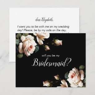 Convite Bridesmaid do Chá de panela Floral Branco e Preto