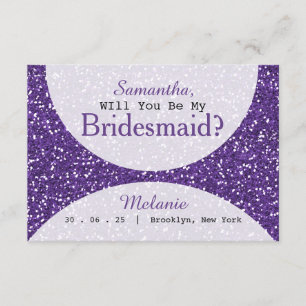 Convite Bridesmaid do Partido Bridal da Glitter Roxo