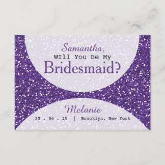 Convite Bridesmaid do Partido Bridal da Glitter Roxo
