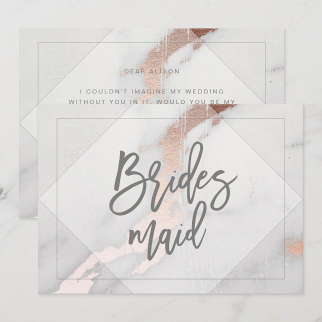 CONVITE BRIDESMAID DOURADA MARBLE E ROSA (Frente/Verso)