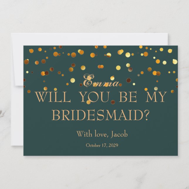 Convite Bridesmaid Dourado Brilhante Você Será Min (Frente)