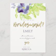 BRIDESMAID FLORAL COM ÁGUA DE TINTA AZUL