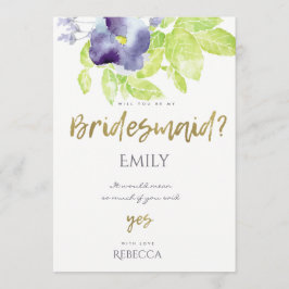 CONVITE BRIDESMAID FLORAL COM ÁGUA DE TINTA AZUL