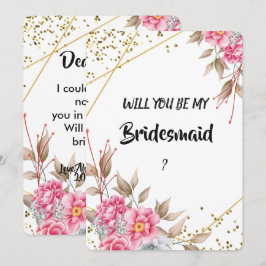 Convite Bridesmaid Floral Rosa-Rosa-Quadro Geométrico Dour