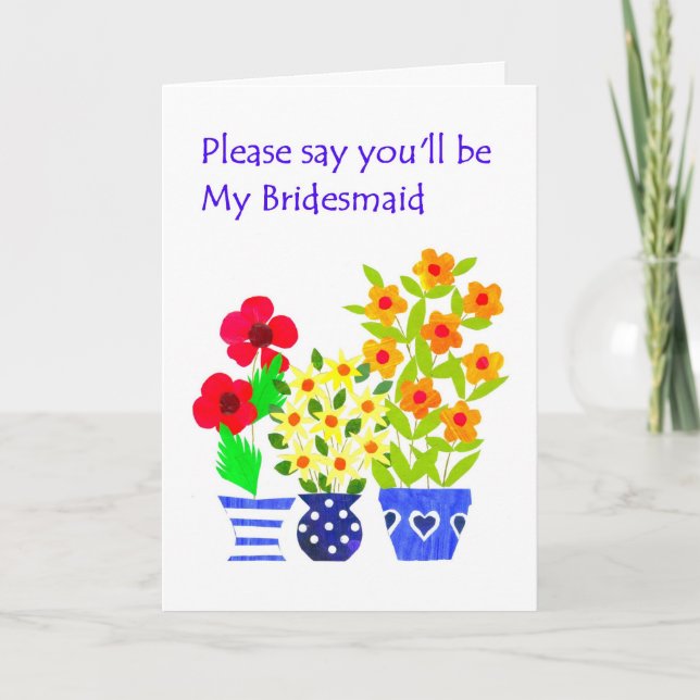 Convite Bridesmaid Invitation Card - Flower Power (Frente)