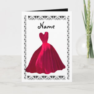 Convite BRIDESMAID Invitation - ROSE RED Velvet Gown
