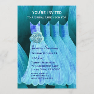 Convite Bridesmaid Luncheon ou Brunch Blue Dresses V05