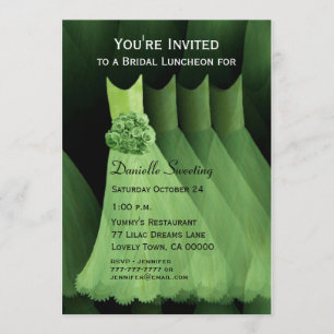 Convite Bridesmaid Luncheon ou Brunch Green Dresses V03A