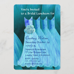 Convite Bridesmaid Luncheon ou Brunch Turquoise Blue V02A