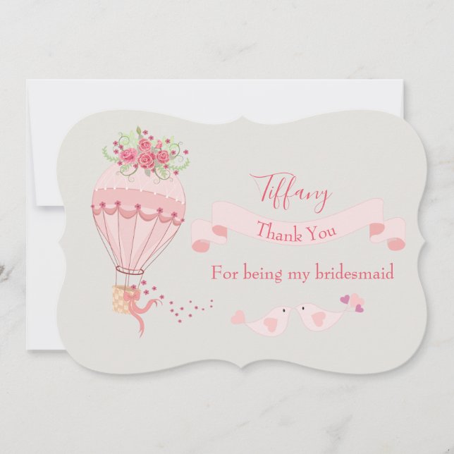 Convite Bridesmaid Obrigado Balão de Ar Quente (Frente)