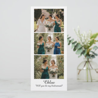 Convite Bridesmaid Photo Strip 3 Pictures Proposal Card