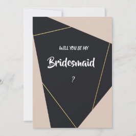 Convite Bridesmaid, preto e dourado, rosa