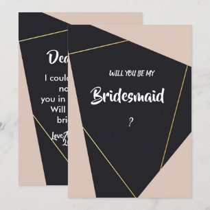 Convite Bridesmaid, preto e dourado, rosa