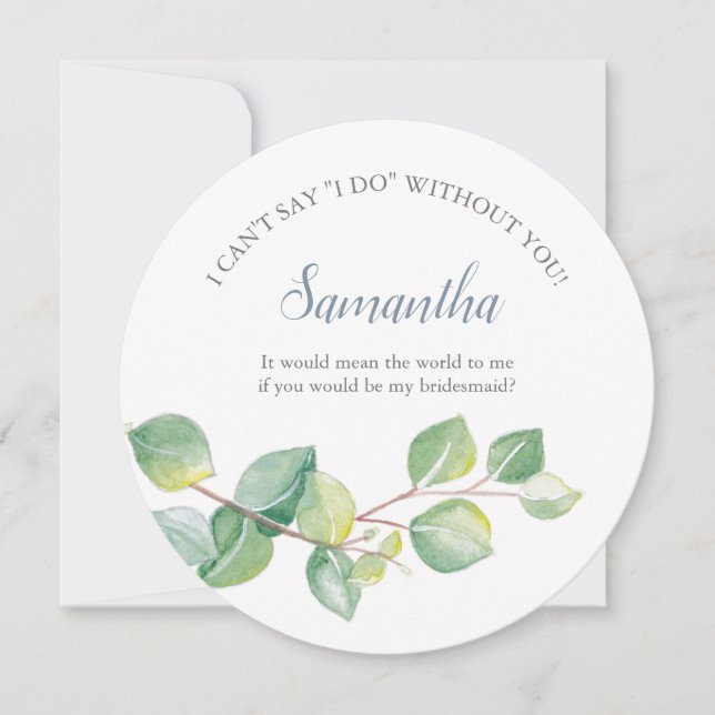 Convite Bridesmaid Proposta Watercolor Eucalyptus (Frente)