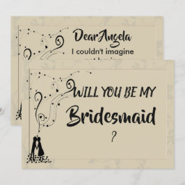 Convite Bridesmaid Romântica Moderna Elegante
