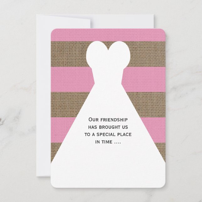 Convite Bridesmaid Rosa e Burlap - Olhe no Papel (Frente)