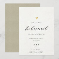 BRIDESMAID SIMPLES ELEGANTE DOURADO KRAFT TYPOGRAP