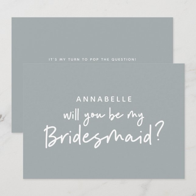 Convite Bridesmaid solicita a tipografia branca moderna da (Frente/Verso)