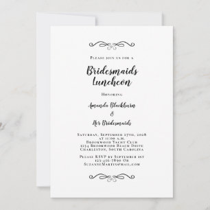 Convite Bridesmaids Bridal Elegante Preto e Branco