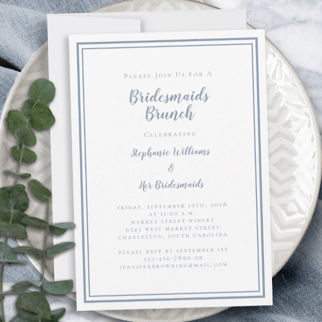 Convite Bridesmaids Brunch Chá de panela Modern Dusty Blue (Criador carregado)