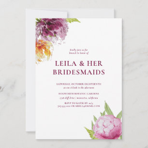 Convite Bridesmaids Florais Elegante Watercolor Brunch
