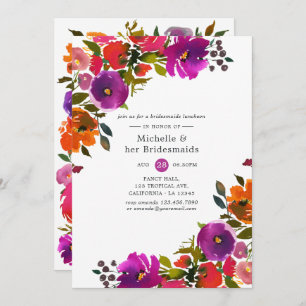 Convite Bridesmaids Florais Roxo e Laranja