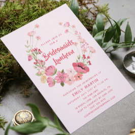 Convite Bridesmaids Luncheon Floral Chá de panela Rosa